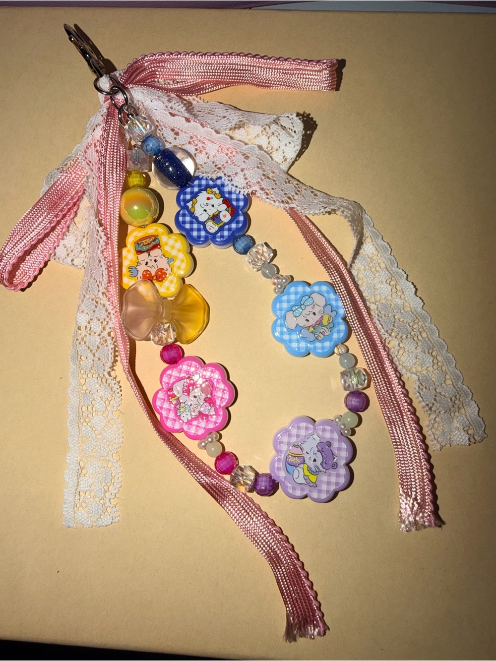 🎀NWOT Mikko & Friends Custom Made Key/bag/phone Charm  with Lace and Ribbon